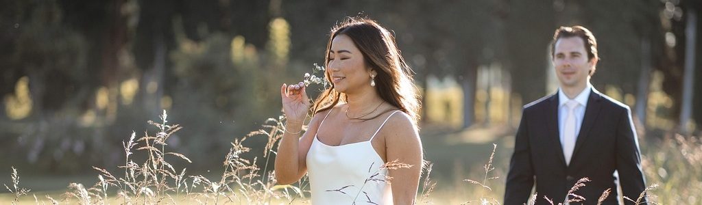 Newlywed Couple in a Countryside Moment of Joy