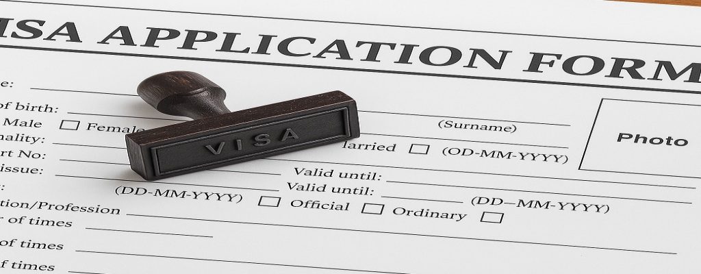 Green Card Application Form with Visa Stamp